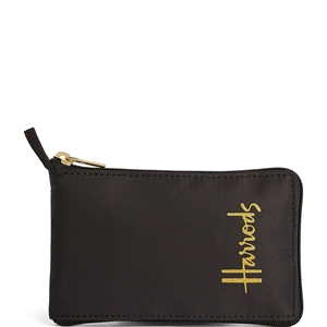 Harrods Glitter Black Foldaway Shopping Bag