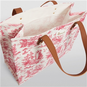 Harrods Toile Grocery Shopper Bag Red